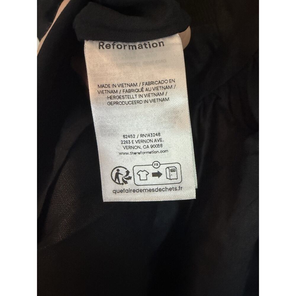 Reformation Oaklyn Cap Sleeve Linen Minidress Black 4 Babydoll Smocked Back NWT - Picture 14 of 16